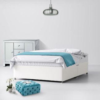 An Image of Classic White Fabric Ottoman Divan Bed - 6ft Super King Size