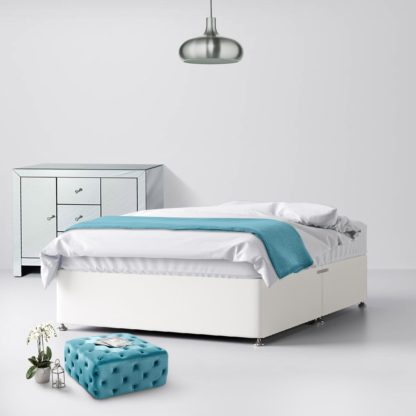 An Image of Classic White Fabric Ottoman Divan Bed - 2ft6 Small Single