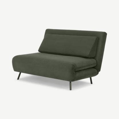 An Image of Kahlo Double Seat Sofa Bed, Sage Corduroy Velvet