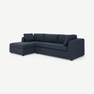 An Image of Mogen Left Hand Facing Chaise End Sofa Bed with Storage, Storm Blue