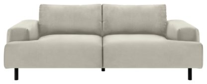 An Image of Habitat Julien 3 Seater Velvet Sofa - Parchment