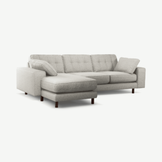An Image of Content by Terence Conran Tobias, Left Hand facing Chaise End Sofa, Textured Weave Grey, Dark Wood Leg