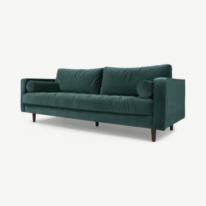 An Image of Scott 3 Seater Sofa, Petrol Cotton Velvet