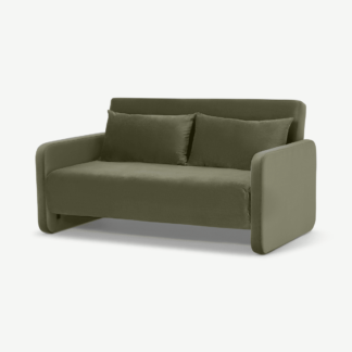 An Image of Vinnie Large Double Sofa Bed, Sycamore Green Velvet
