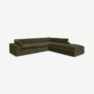 An Image of Samona Right Hand Facing Full Corner Sofa, Pistachio Green Velvet