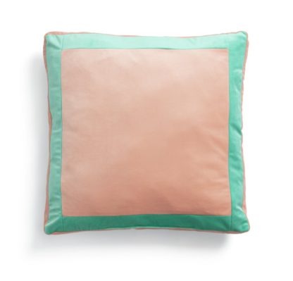 An Image of Habitat Velvet Block Patterned Cushion Cover - Peach