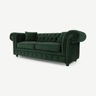 An Image of Branagh 2 Seater Chesterfield Sofa, Pine Green Velvet