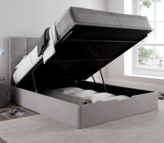 An Image of Whitburn Silver Fabric Ottoman Storage Bed Frame Only - 5ft King Size