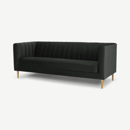 An Image of Amicie 3 Seater Sofa, Dark Anthracite Velvet