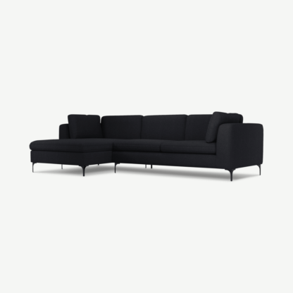An Image of Monterosso Left Hand Facing Chaise End Sofa, Elite Slate with Black Leg