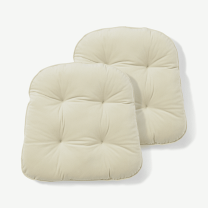 An Image of Julius Set of 2 Velvet Top Seat Pads, 40x40cm, Pale Taupe