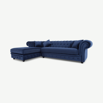 An Image of Branagh Left Hand Facing Chaise End Corner Sofa, Electric Blue Velvet