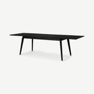 An Image of Albers Extending 6-12 Seat Dining Table, Black Stain Oak