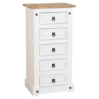 An Image of Corona 5 Drawer Narrow Chest White