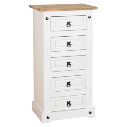 An Image of Corona 5 Drawer Narrow Chest White