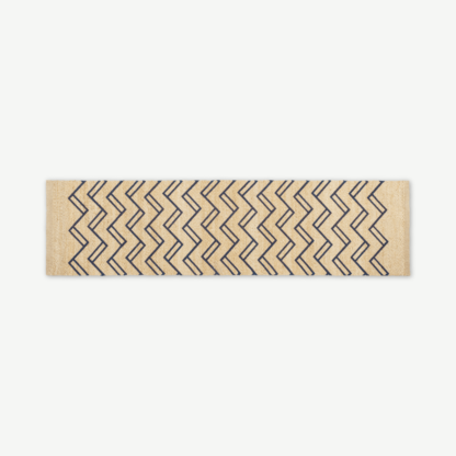 An Image of Elian Printed Jute Runner 66 x 250cm, Natural/Midnight Blue