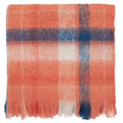 An Image of Joules Woodland Rust Woven Check Throw Rust