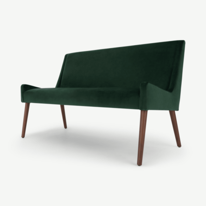 An Image of Higgs Upholstered Bench, Pine Green Velvet