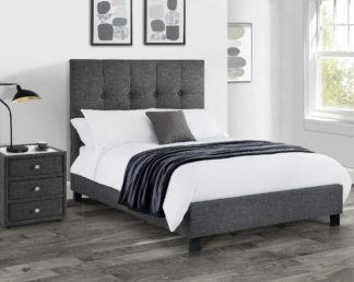 An Image of Sorrento Slate Grey Fabric Bed Frame - 4ft6 Double