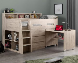 An Image of Jupiter Oak Wooden Mid Sleeper Cabin Bed Frame - 3ft Single