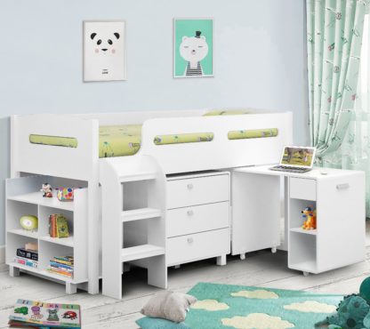 An Image of Kimbo Cabin White Bed Frame - 3ft Single