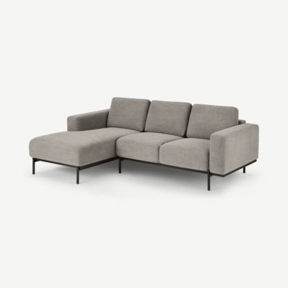 An Image of Jarrod Left Hand facing Chaise End Corner Sofa, Washed Grey Cotton