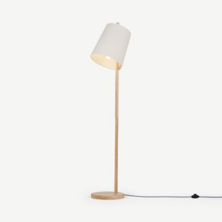 An Image of Sveinn Wood Floor Lamp, Wood & White