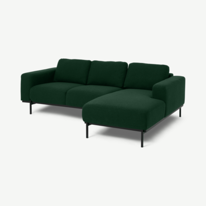 An Image of Jarrod Right Hand Facing Chaise End Corner Sofa, Forest Green Weave
