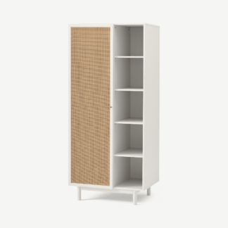 An Image of Pavia Double Wardrobe, Natural Rattan & White-Washed Oak Effect