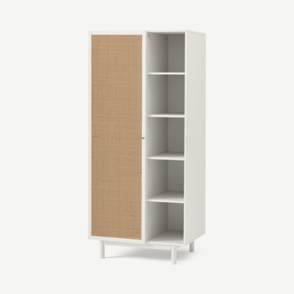 An Image of Pavia Double Wardrobe, Natural Rattan & White-Washed Oak Effect