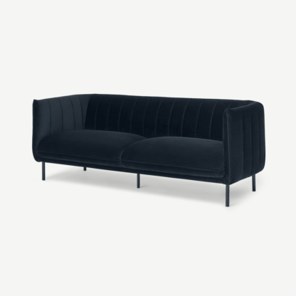 An Image of Selene 3 Seater Sofa, Moonlight Blue Velvet