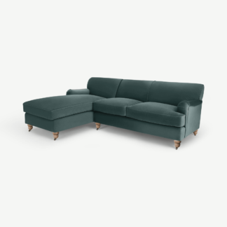 An Image of Orson Left Hand Facing Chaise End Corner Sofa, Marine Green Velvet