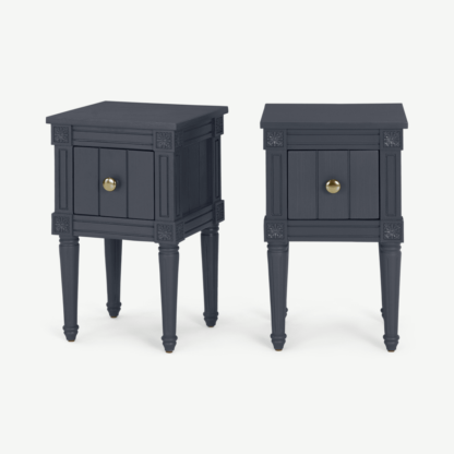 eb289ffc6eff2f9e611839d0f0f45bc096b6d3aa56767106af2d5608cdfeaa7b-1.png An Image of Bourbon Vintage Set of 2 Compact Bedside Tables, Slate Blue
