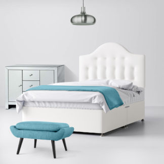 An Image of Victor Buttoned White Fabric Ottoman Divan Bed - 4ft6 Double