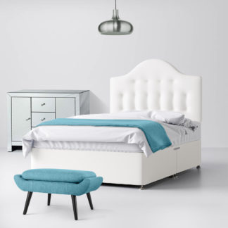 An Image of Victor Buttoned White Fabric Ottoman Divan Bed - 3ft Single