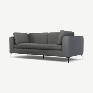 An Image of Monterosso 3 Seater Sofa, Elite Grey with Black Leg