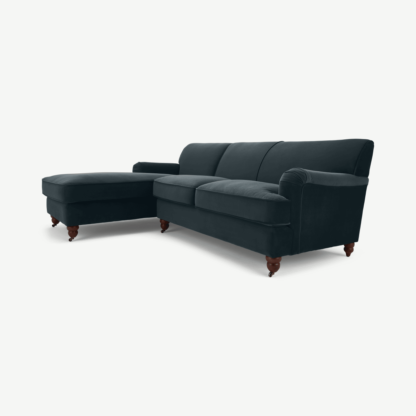 An Image of Orson Left Hand Facing Chaise End Corner Sofa, Midnight Grey Velvet