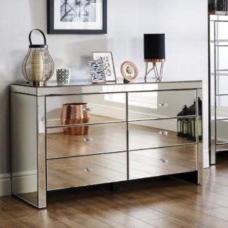 An Image of Seville Mirrored 6 Drawer Wide Chest