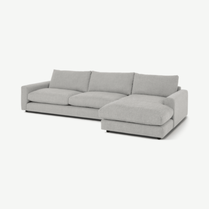 An Image of Arni Large Right Hand Facing Chaise End Corner Sofa, Grey Textured Weave