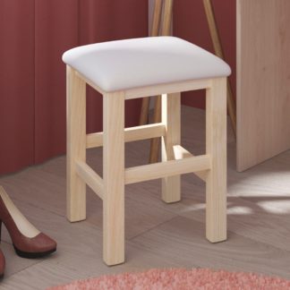 An Image of Beauty Bar Dressing Table Stool Oak and White