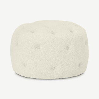 An Image of Hampton Round Pouffe, Small, Faux Sheepskin