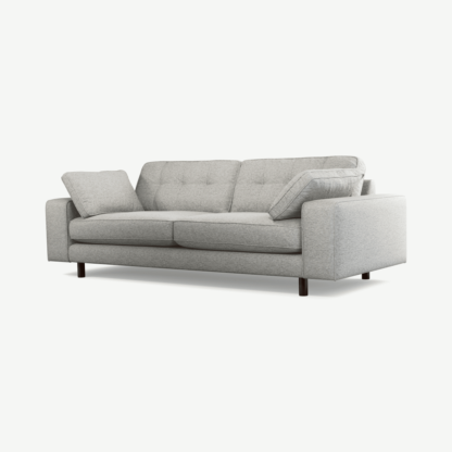 An Image of Content by Terence Conran Tobias, 3 Seater Sofa, Textured Weave Grey, Dark Wood Leg