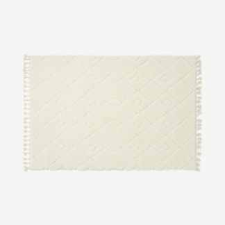 An Image of Kameli Patterned High Pile Berber Style Rug, Large 160 x 230cm, Off-White