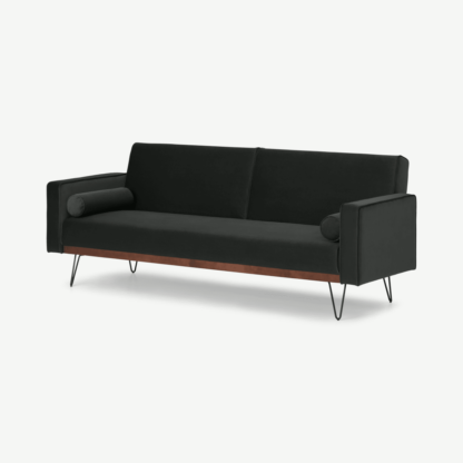 An Image of Warner Click Clack Sofa Bed, Dark Anthracite Velvet