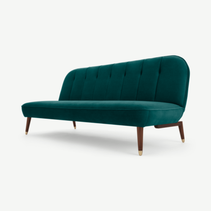 An Image of Margot Click Clack Sofa Bed, Velvet Seafoam Blue