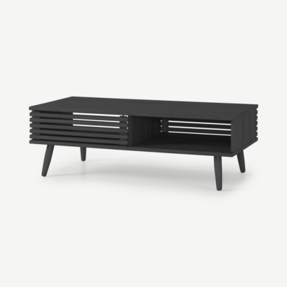 An Image of Tulma Storage Coffee Table, Black Wood Effect