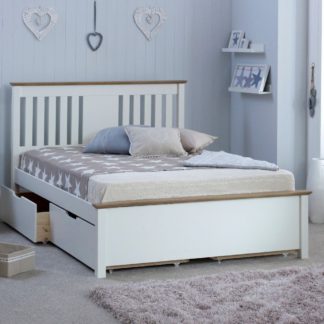 An Image of Wooden Bed Frame with 2 Underbed Storage Drawers 4ft6 Double Chester White and Oak