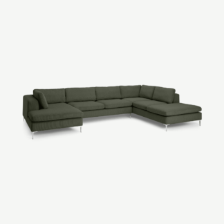 An Image of Monterosso Right Hand Facing Corner Sofa, Sage Corduroy Velvet