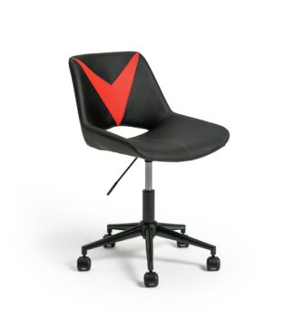 An Image of Habitat Saber Faux Leather Gaming Chair - Red and Black