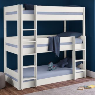 An Image of Trio White Wooden Triple Sleeper Bunk Bed Frame - 3ft Single